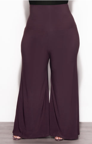Final Sale Plus Size Flare Pants in Brown