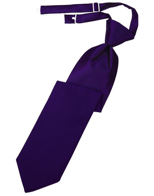 Final Sale Solid Luxury Satin Necktie Pre-tied in Purple