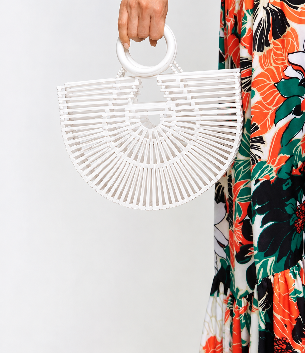 Final Sale Small Bamboo Purse in White