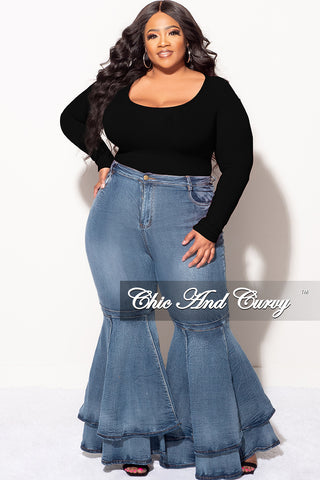 Final Sale Plus Size Ribbed Bodysuit in Black (Top Only)
