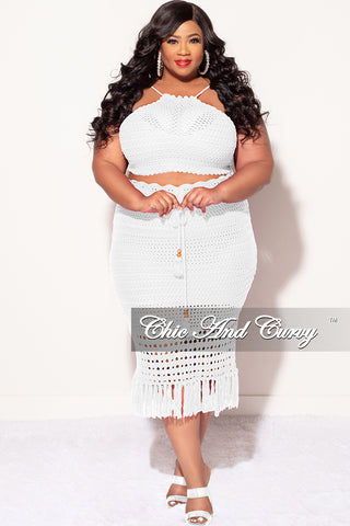 Final Sale Plus Size Knit 2pc Skirt Set in Ivory