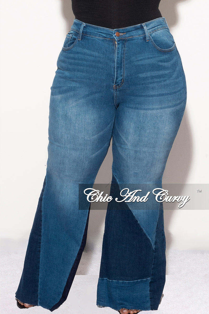 Final Sale Plus Size ColorBlock Flare Denim Jeans