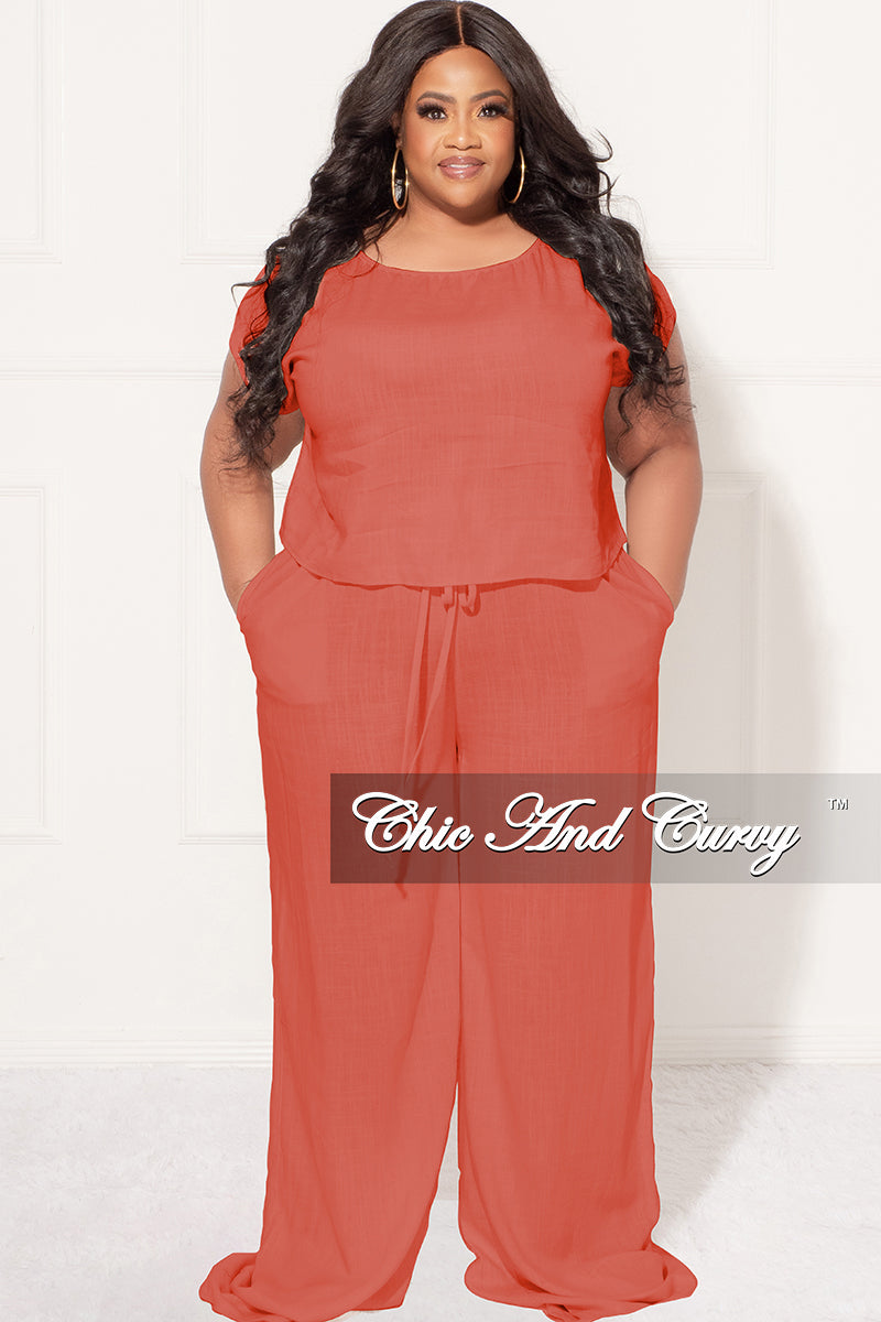 Final Sale Plus Size 2pc Crop Top and Pants Set in Hanna