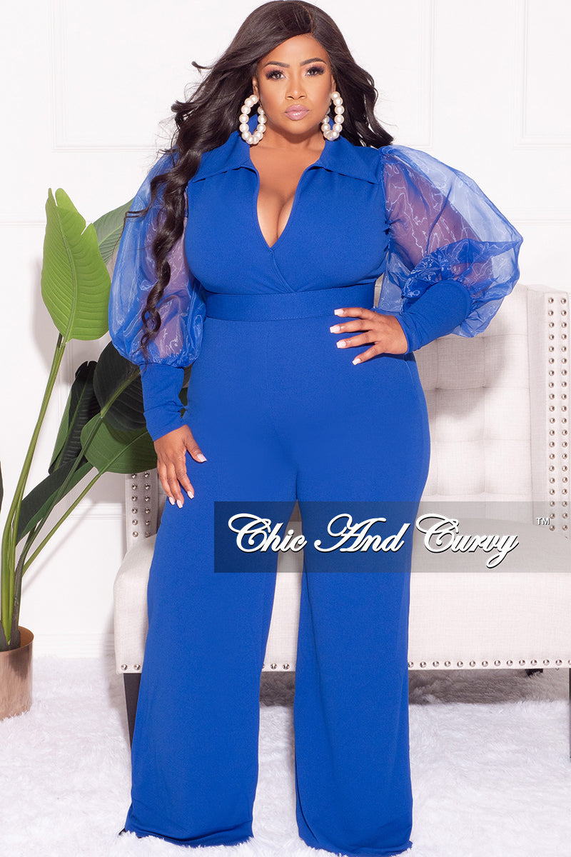 Final Sale Plus Size Faux Wrap Collar with Sheer Sleeves in R – Chic And Curvy