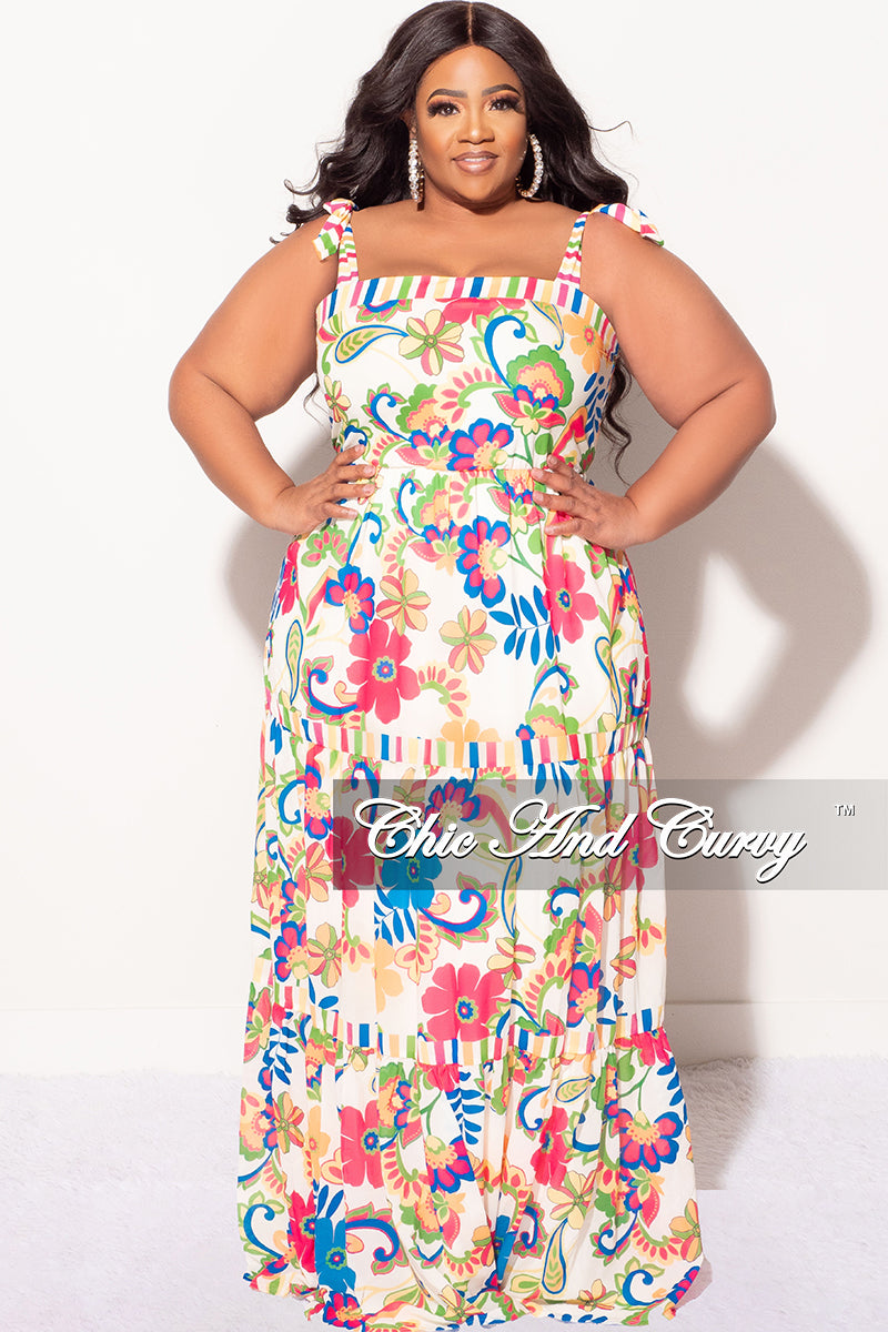 Final Sale Plus Size Chiffon Sleeveless Tiered Maxi Dress In Ivory Flo –  Chic And Curvy