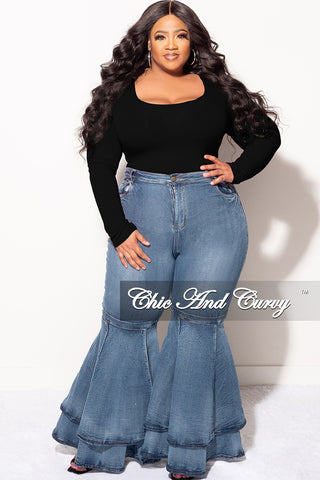 Final Sale Plus Size Ribbed Bodysuit in Black (Top Only)