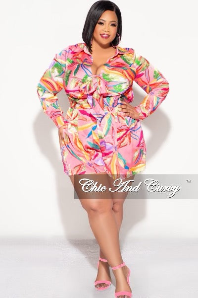 Final Sale Plus Size Satin Romper in Pink Floral Print