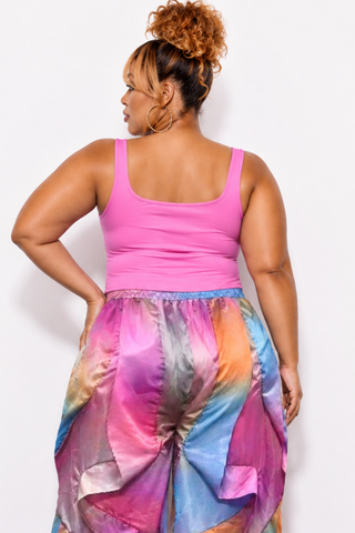 Final Sale Plus Size Ribbed Tank Top in Raspberry Pink (Top Only)