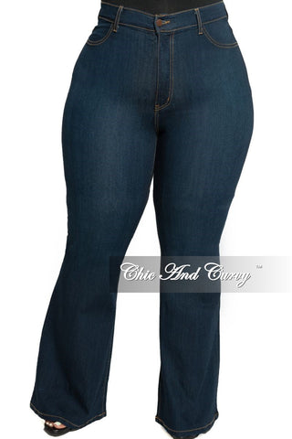 Final Sale Plus Size Denim in Dark Wash with Flare Legs " Dressy" Jeans