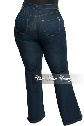 Final Sale Plus Size Denim in Dark Wash with Flare Legs " Dressy" Jeans