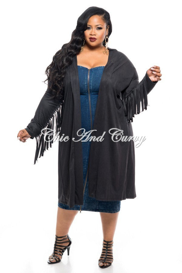 Plus size 2025 black suede jacket