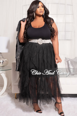 Final Sale Plus Size Multi Layered Mesh Skirt in Black (Skirt Only)