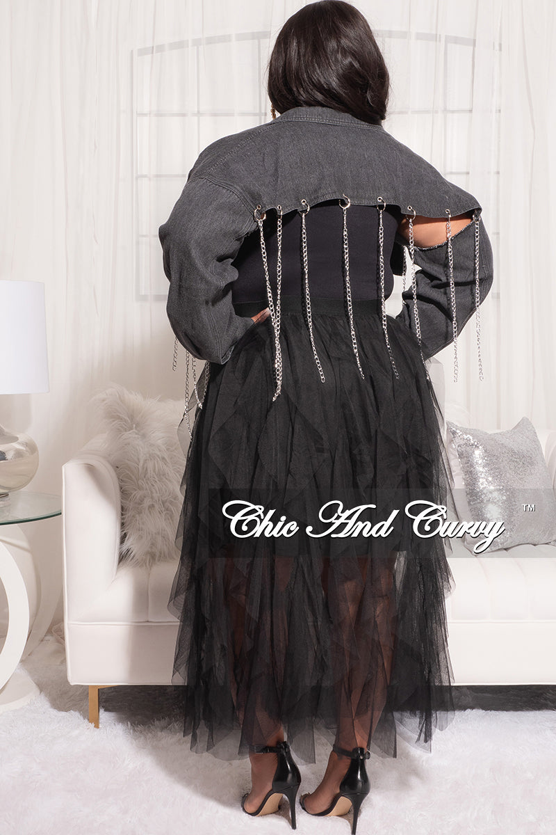 Final Sale Plus Size Multi Layered Mesh Skirt in Black (Skirt Only)