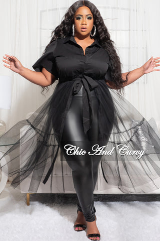 Final Sale Plus Size Top with Sheer Detail in Black