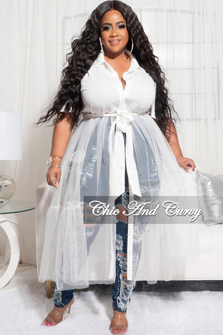 Final Sale Plus Size Top with Sheer Detail in White