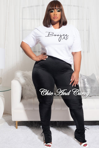 Final Sale Plus Size Short Sleeve Crew Neck Boujee AF T-Shirt in White (Top Only)