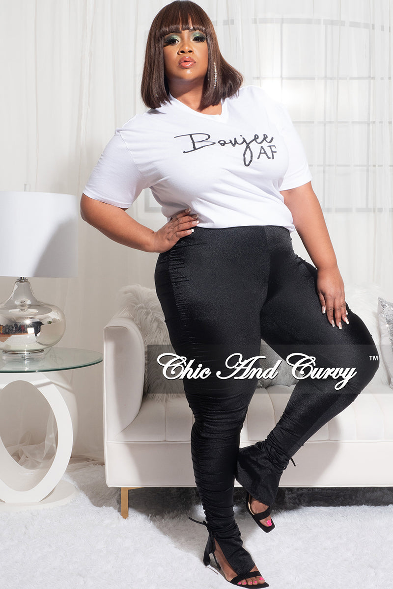 Final Sale Plus Size Short Sleeve Crew Neck Boujee AF T-Shirt in White