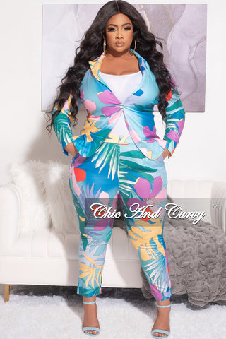 Final Sale Plus Size 2pc Suit in Multi Color Floral Print