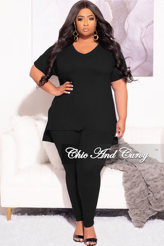 Final Sale Plus Size 2pc Tunic Top and Matching Legging Set in Black