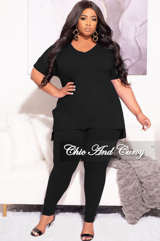 Final Sale Plus Size 2pc Tunic Top and Matching Legging Set in Black