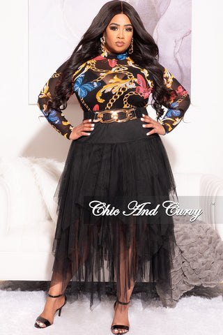 Final Sale Plus Size Tulle Multi Layered Mesh Skirt in Black