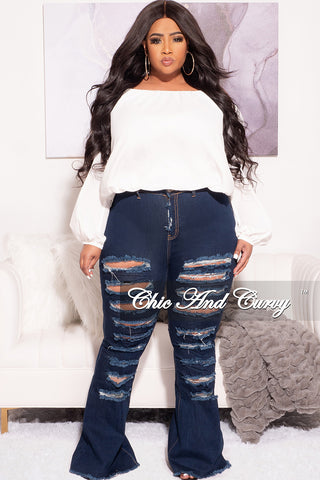 Final Sale Plus Size Off the Shoulder Blouse in White