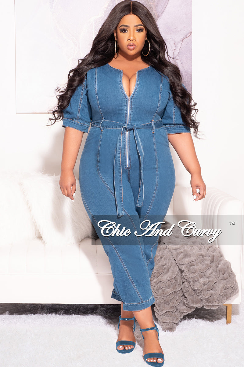 SELONE One Piece Jumpsuits for Women Plus Size Casual Flared Denim Jean  Pants Ladies Travel Comfortable 2023 Vacation Flowy Rompers Cute Rompers  for Women Casual Jumpsuits Fashion Light blue XXXL - Walmart.com