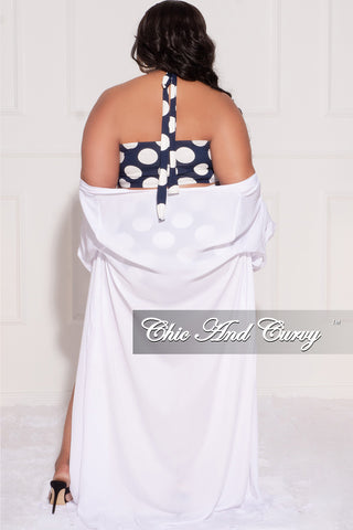 Final Sale Plus Size Sheer Chiffon Duster with Waist Tie and Rhinestone Cuff in White