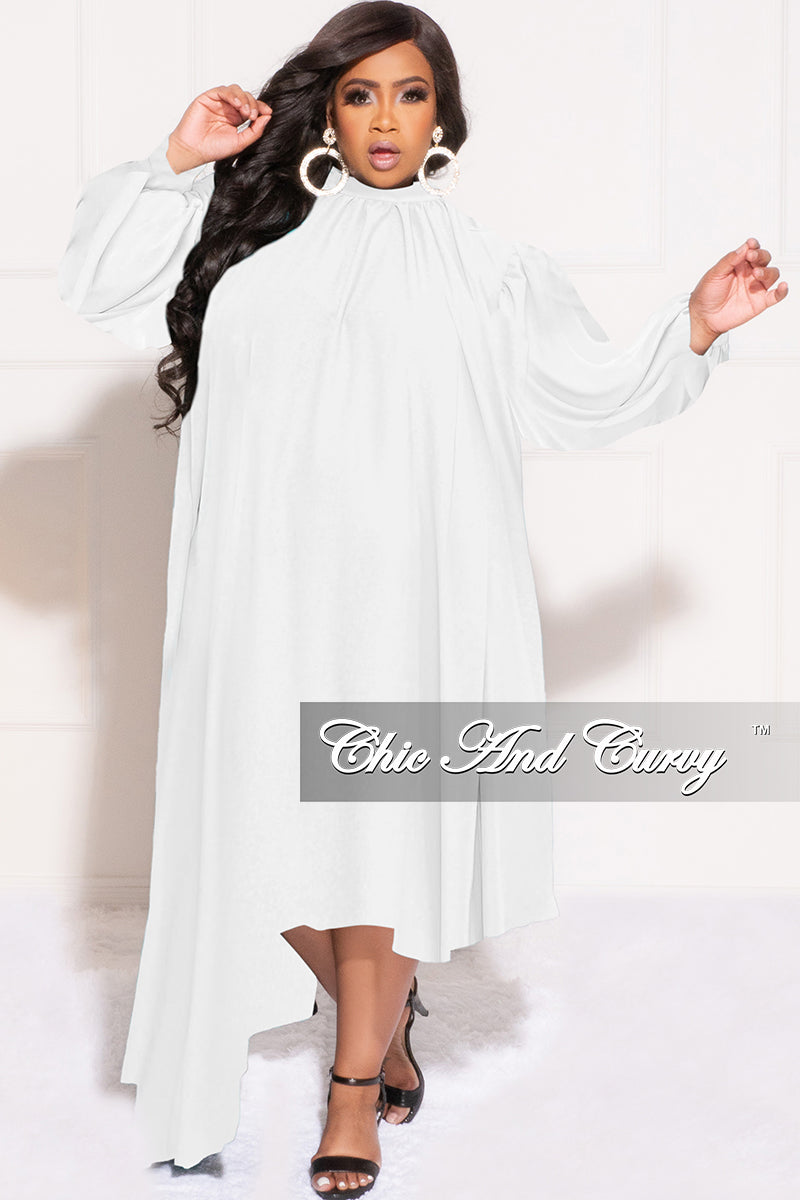 Final Sale Plus Size Sheer Asymmetrical Dress in Ivory