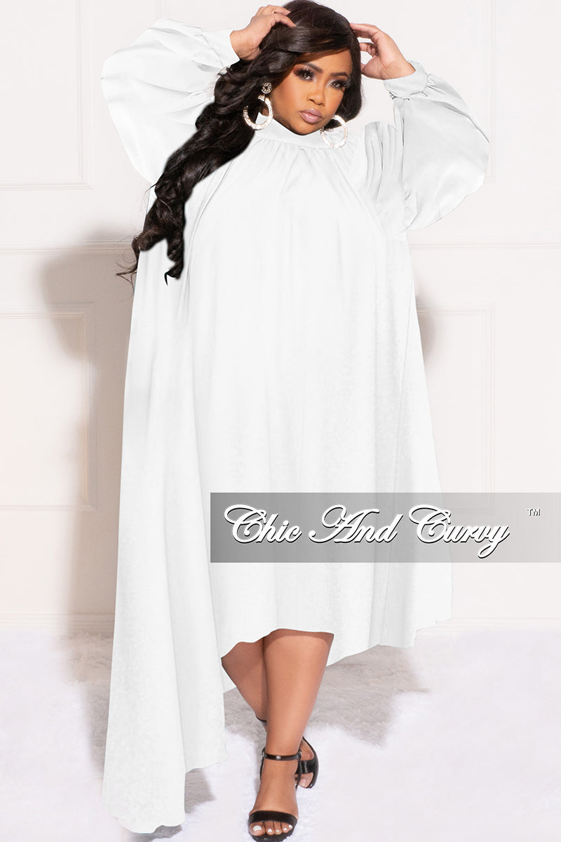 Final Sale Plus Size Sheer Asymmetrical Dress in Ivory