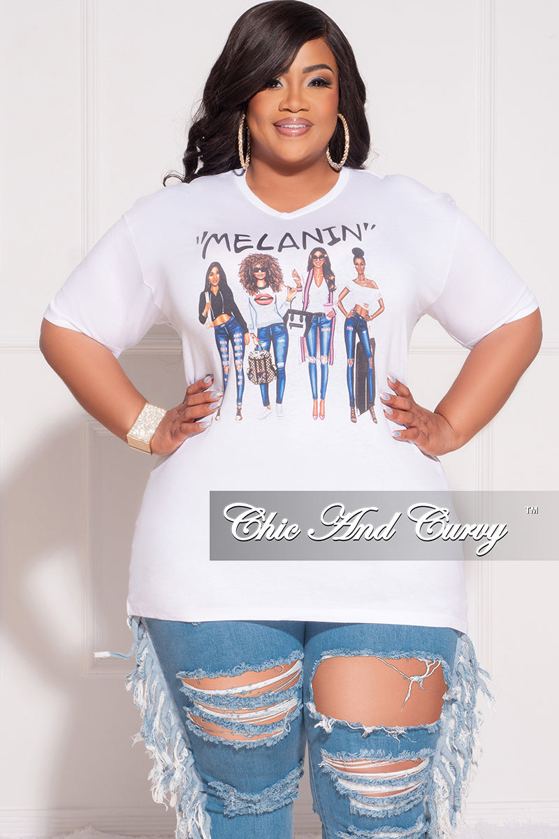 Sale Size Short Sleeve "Melanin" Graphic T-Shirt in White – Chic And Curvy