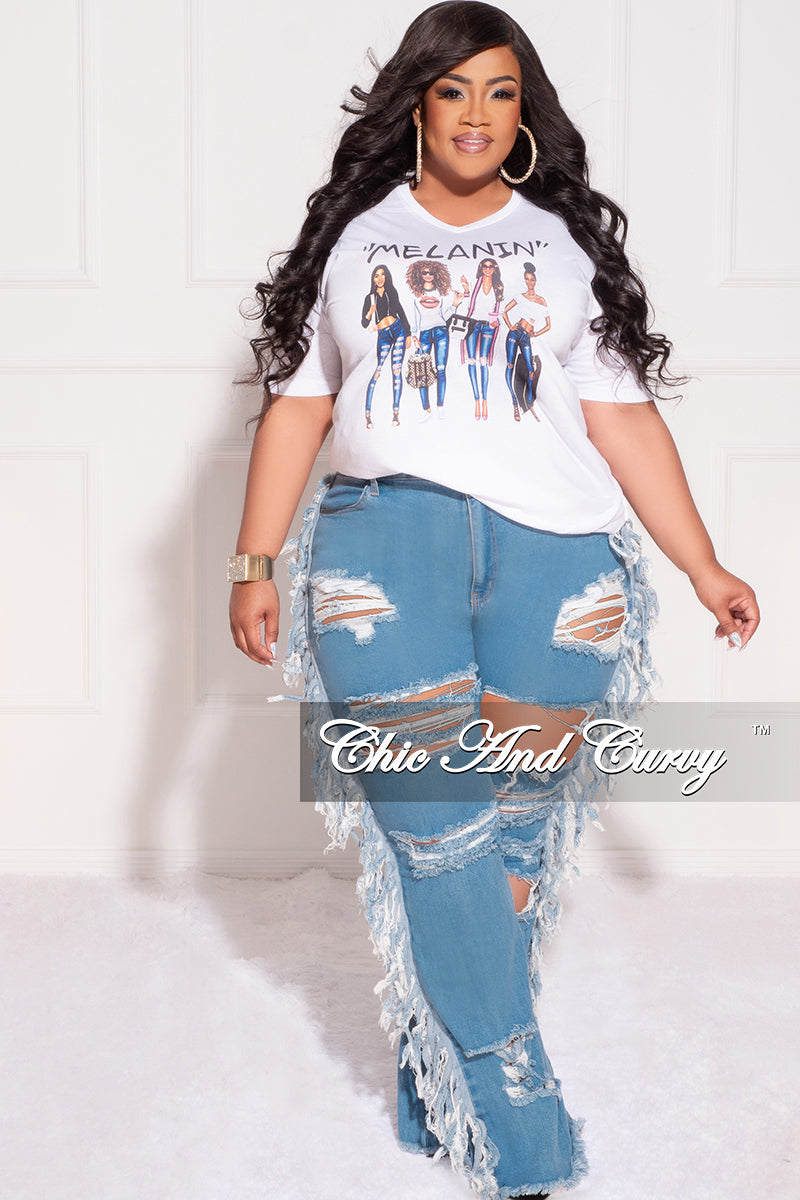 Final Sale Plus Size Short Sleeve "Melanin" Graphic T-Shirt in White