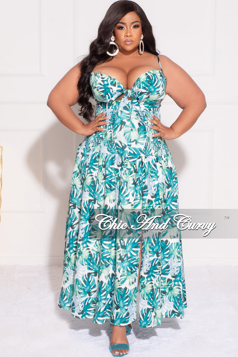 Final Sale Plus Size Tank Maxi Dress in in Green Print And Curvy