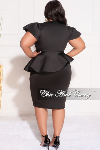 overtro magasin Arv Final Plus Size Short Sleeve Peplum Dress in Black Scuba – Chic And Curvy