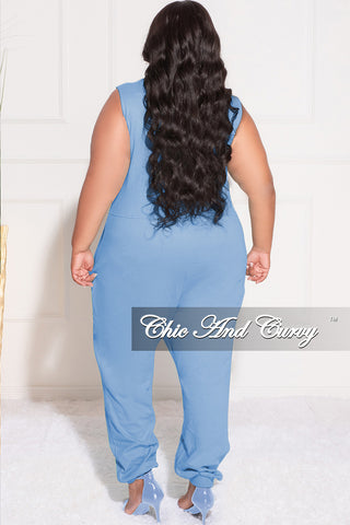 Final Sale Plus Size Sleeveless Harem Jumpsuit in Baby Blue