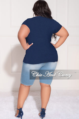 *Final Sale Plus Size "Fashion Tour" T-Shirt in Navy and Gold
