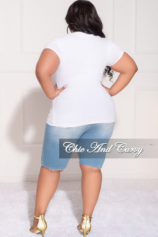 Final Sale Plus Size "Fashion Tour" T-Shirt in White and Gold