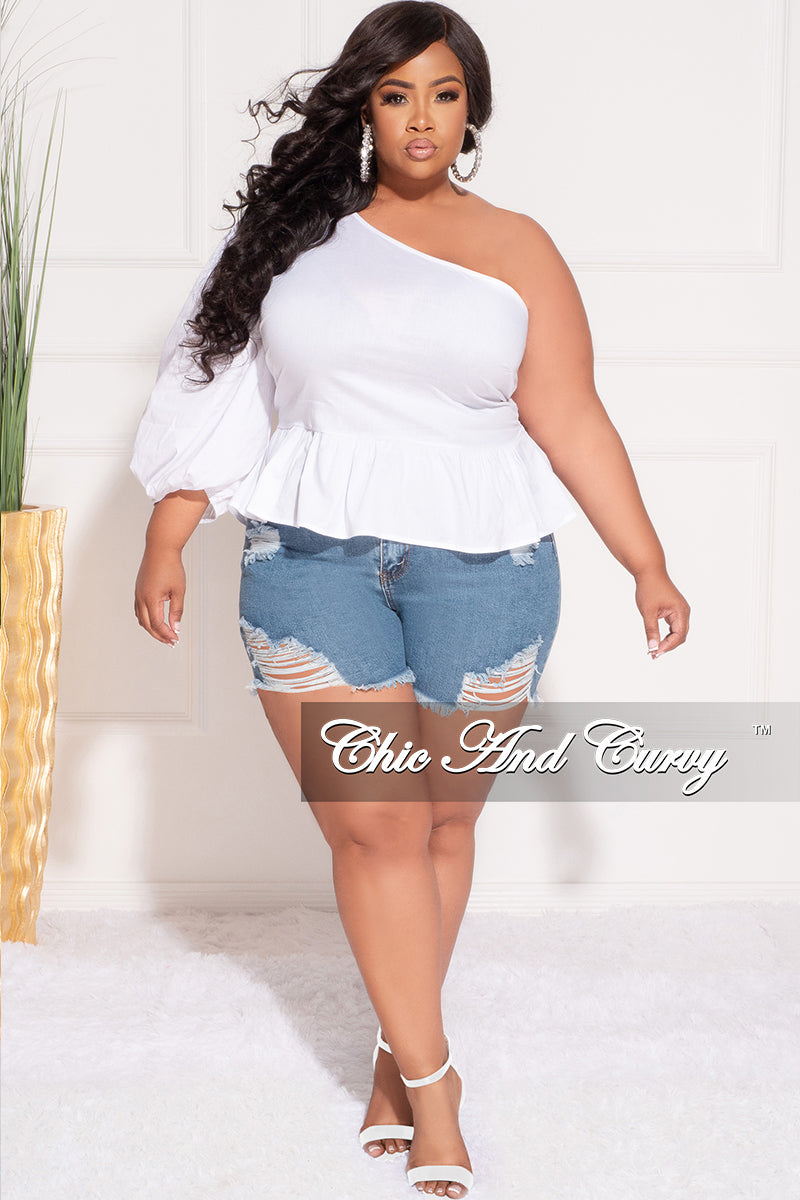 Final Sale Plus Size One Shoulder Peplum Top in – Chic And Curvy