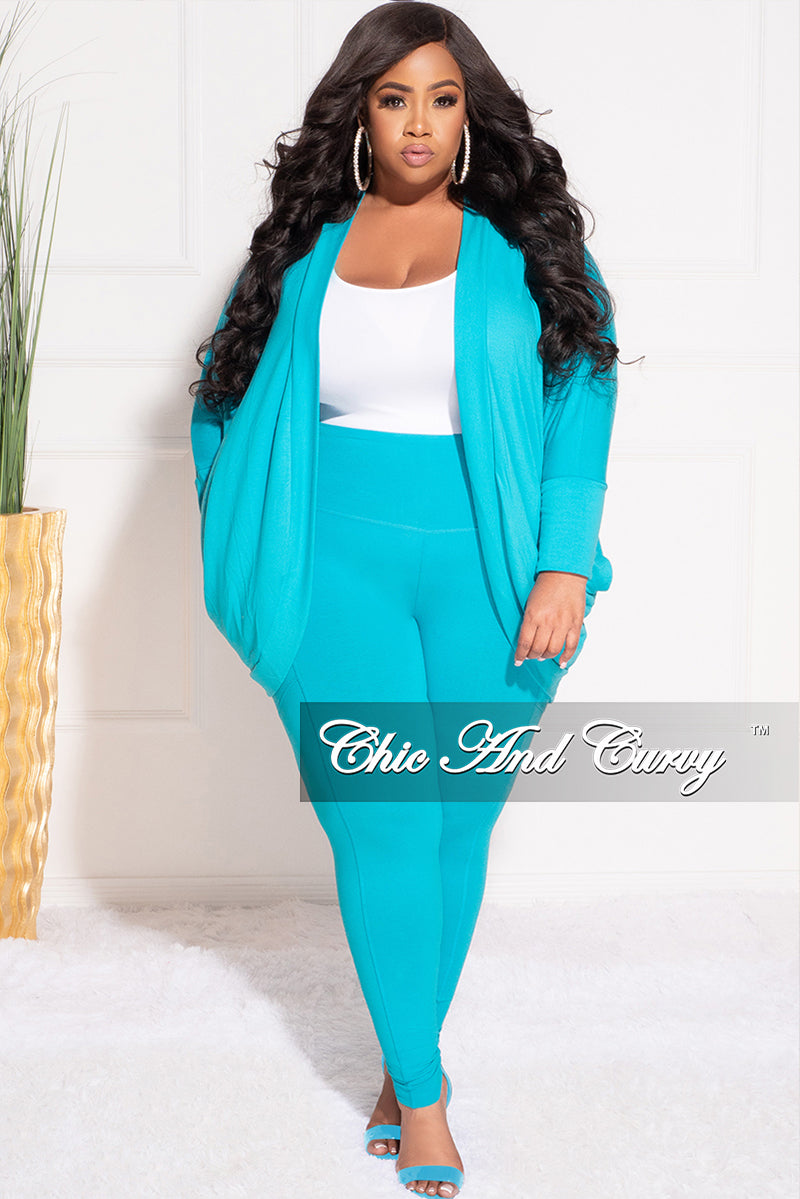 Final Plus Size 2pc Cardigan and Legging Set in Turquoise – Chic