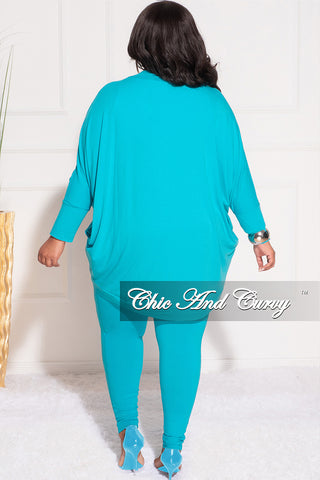 Final Plus Size 2pc Cardigan and Legging Set in Turquoise