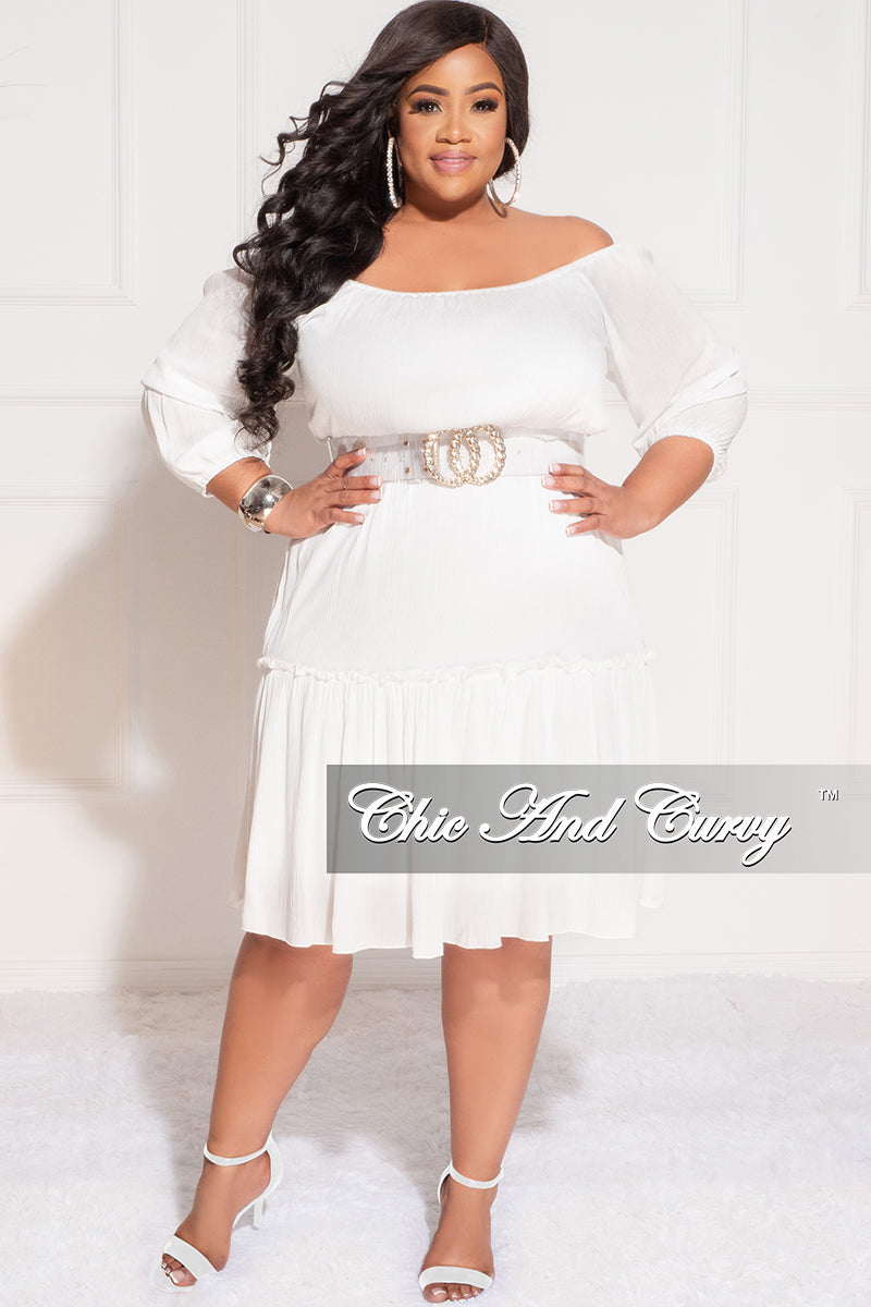 Final Sale Plus Size Off the Shoulder Tiered Dress in White – Chic