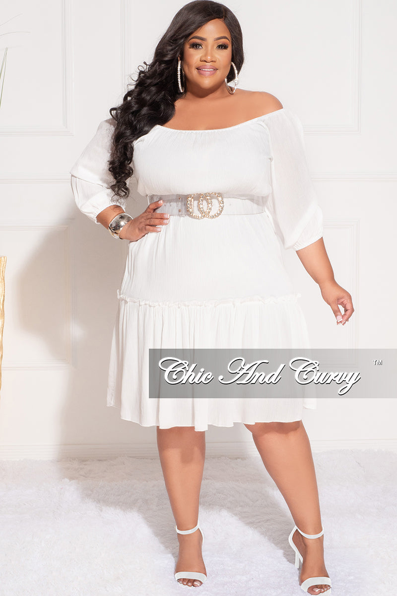Final Sale Plus Size Off the Shoulder Tiered Dress in White