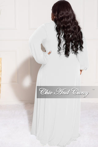 Final Sale Plus Size Ruched Maxi Dress with Double Slits in Ivory White