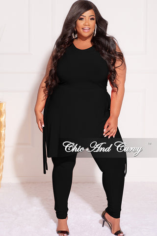 Final Sale Plus Size 2pc Sleeveless Top and Pants Set in Black