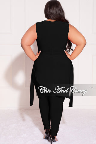 Final Sale Plus Size 2pc Sleeveless Top and Pants Set in Black