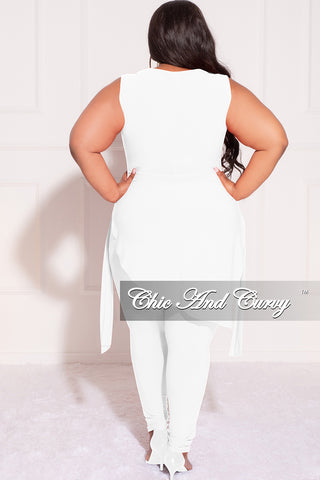 Final Sale Plus Size 2pc Sleeveless Top and Pants Set in White