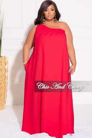 Final Sale Plus Size One Shoulder Dress in Red