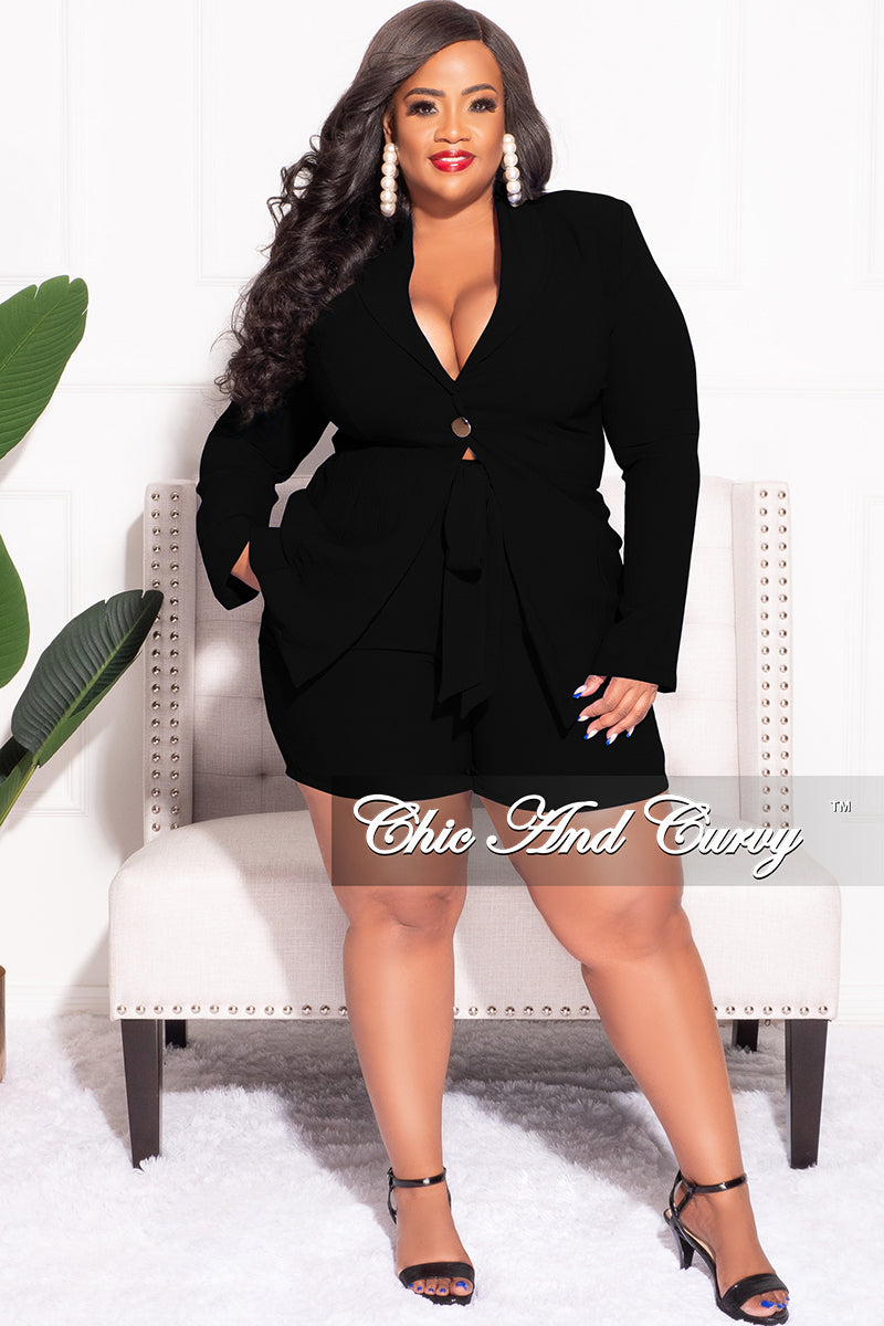 Final Sale Plus Size 2pc Shorts Suit in Black – Chic And Curvy