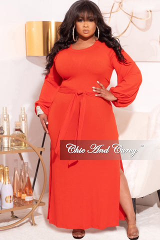*Final Sale Plus Size Ribbed Maxi Dress with Side Slits in Red