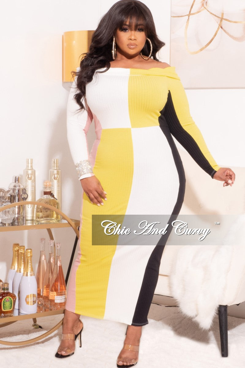 *Final Sale Plus Size Ribbed Off The Shoulder BodyCon in Multi-Color